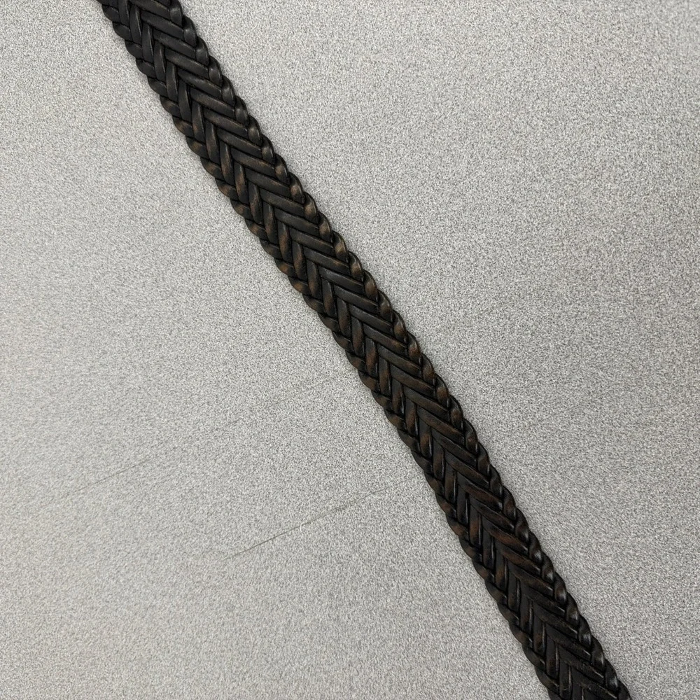 Cole Haan Belt Mens 32 Dark Brown Braided Woven Leather Silver Buckle CHBM31010